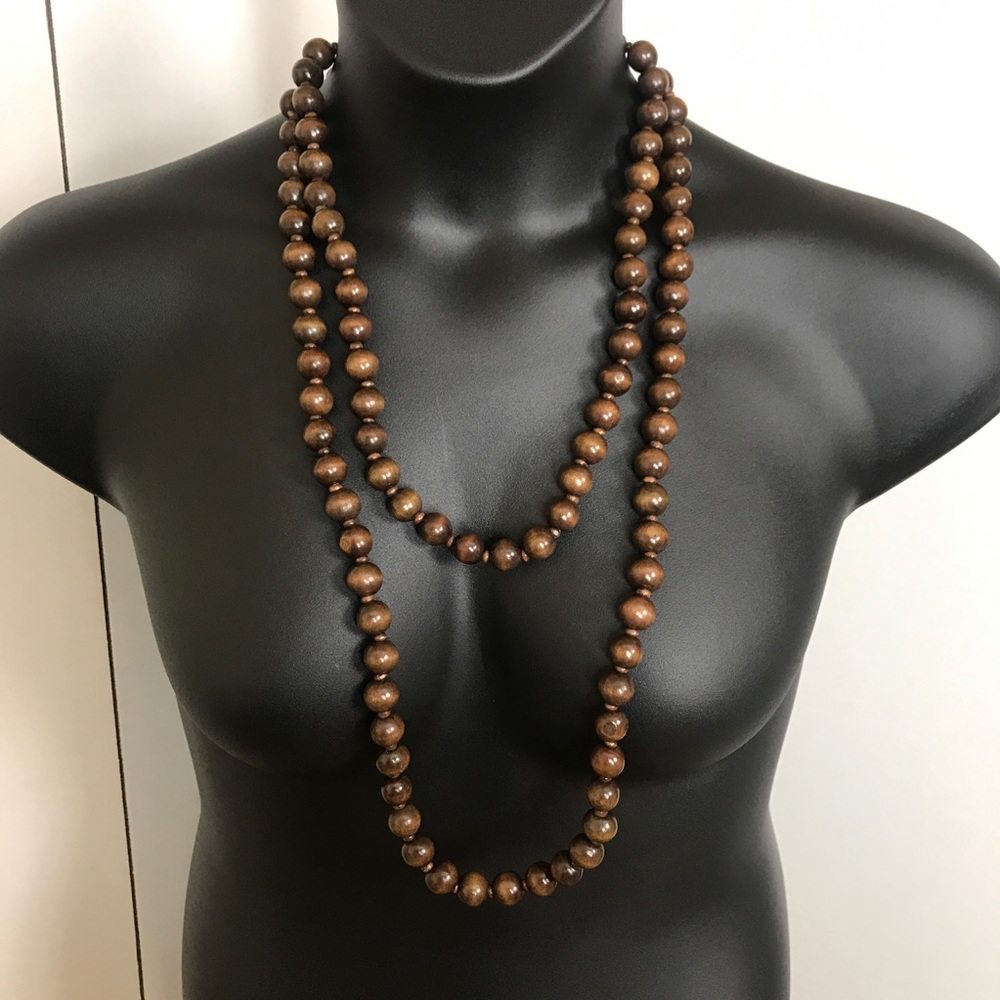 Brown Wooden Beaded Necklace